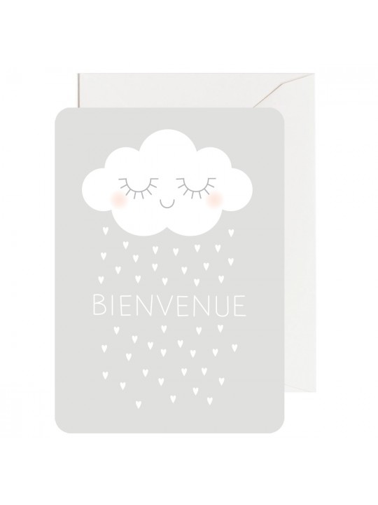 Carte Bienvenue nuage et enveloppe blanche