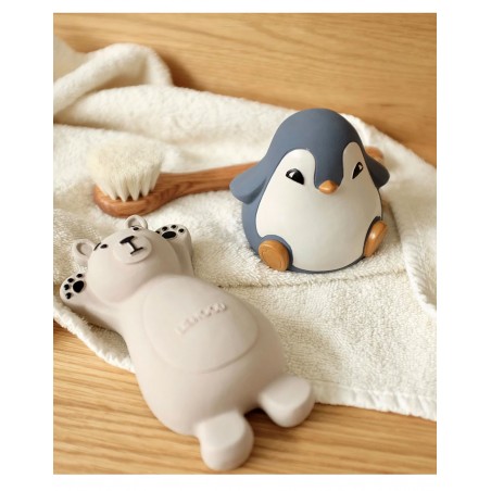 Set 2 jouets de bain ourson et pingouin bleu