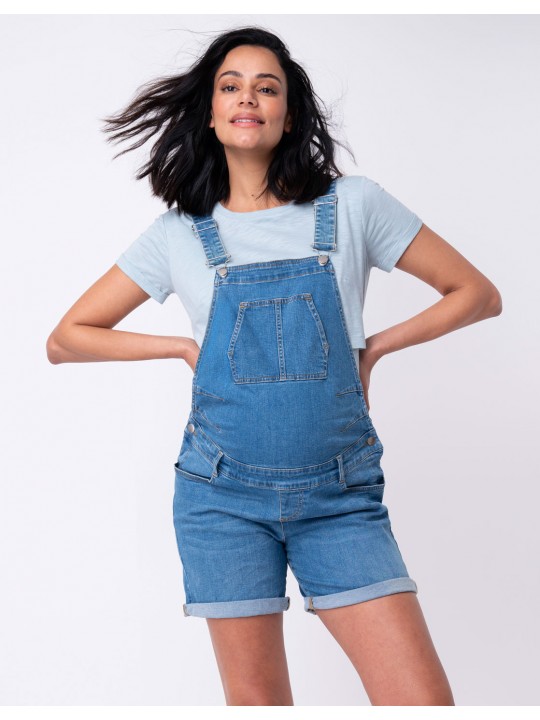 Salopette short jean femme enceinte