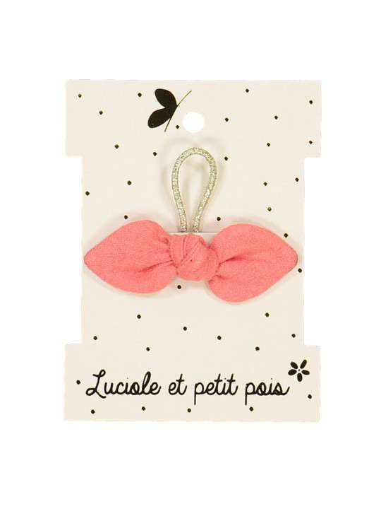 Elastique mini noeud lapin lin corail
