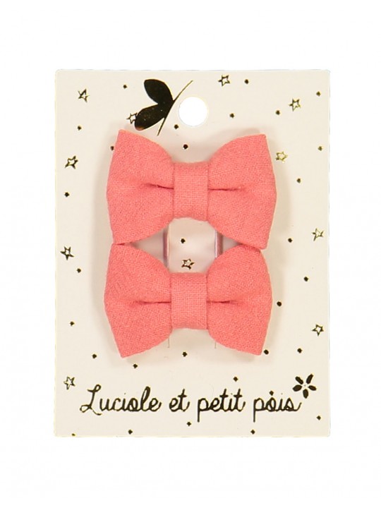 Duo mini barrettes bébé papillon corail