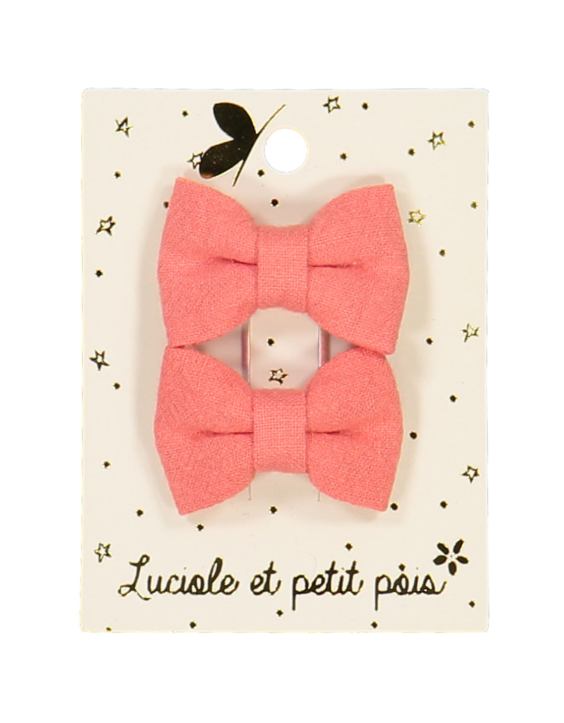 Duo Mini Barrettes Bebe Papillon Corail Luciole Petit Pois Inelle