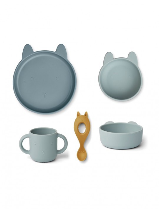 Coffret repas 4 pièces | Lapin mix bleu
