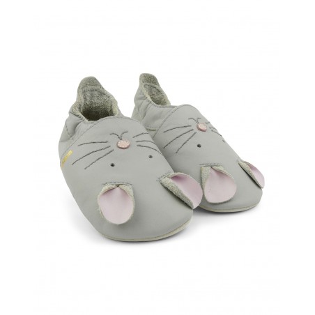 Chaussons cuir | Lapin gris