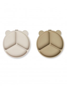 Duo assiettes plates ventouses | Sandy mix