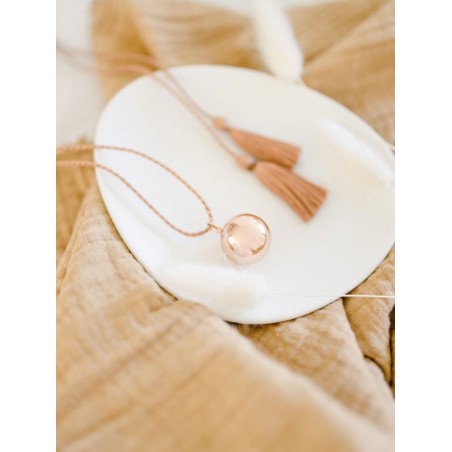 Bola de grossesse Léonce | Or & Cordon soie Rose blush