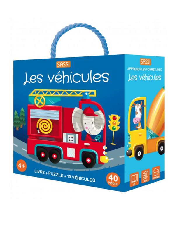 Q-Box Livre et puzzle figurines | Les véhicules