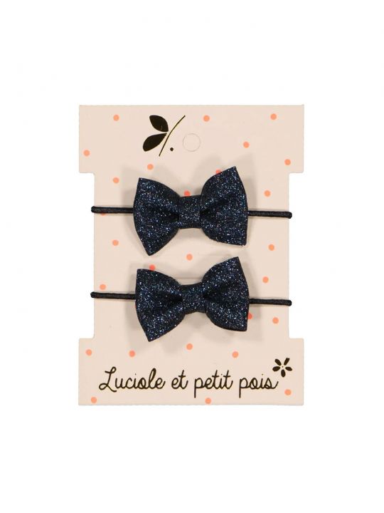 Elastiques mini papillons | Glitter bleu (paire)