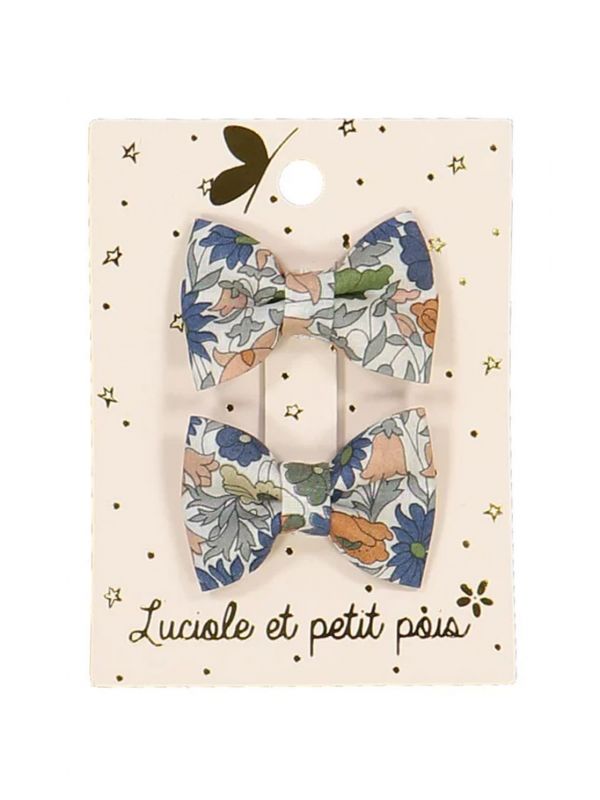 Duo mini barrettes papillon | Liberty Poppy forest