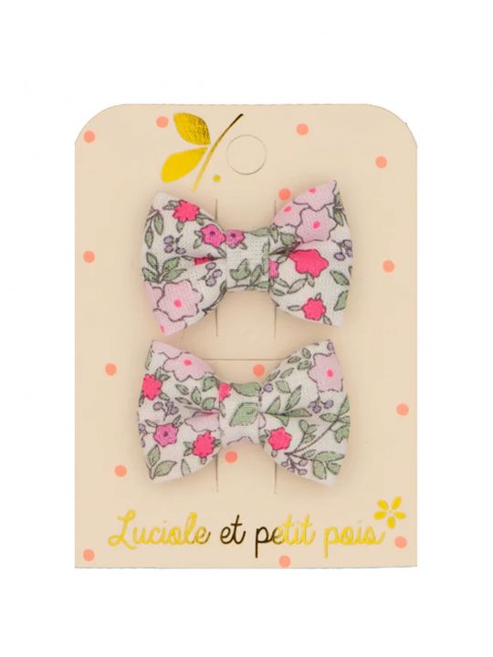 Duo mini barrettes papillon | Rose fluo