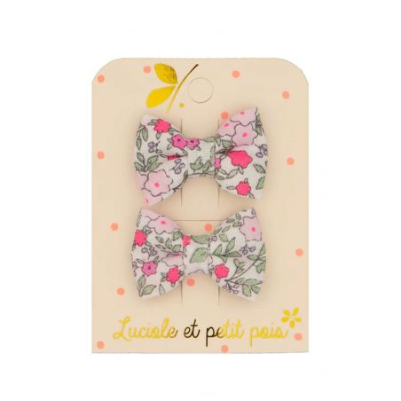 Duo mini barrettes papillon | Rose fluo