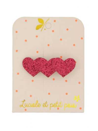 Barrette | 3 coeurs framboise
