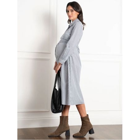 Robe chemise allaitement à rayures | Arianna