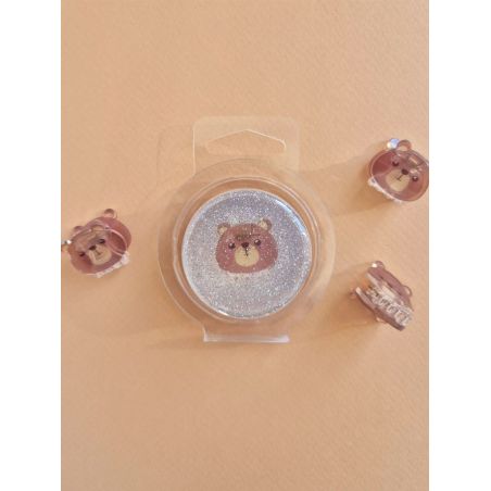 Savon à paillettes avec surprise pour enfant | Pince cheveux ourson