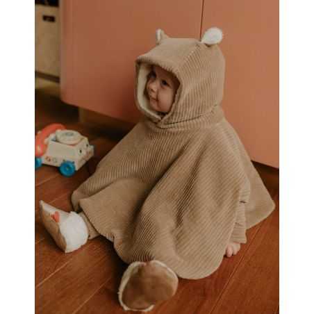 Poncho bébé velours | Taupe