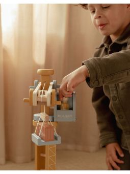 Set grue et chantier construction en bois