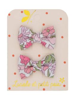 Duo mini barrettes papillon | Liberty poppy daisy rose