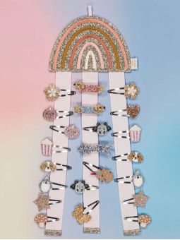 Porte barrettes mural | Arc-en-Ciel rose