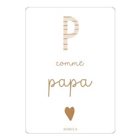 Carte P comme Papa et enveloppe kraft