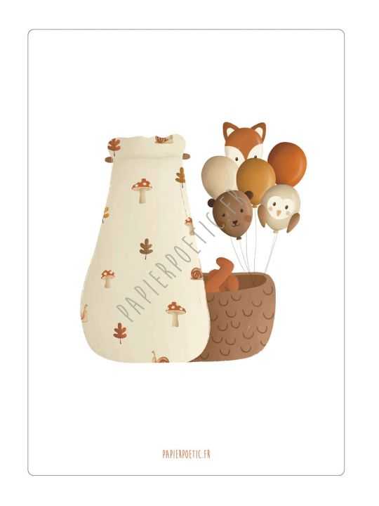Carte coufin ballon et enveloppe kraft