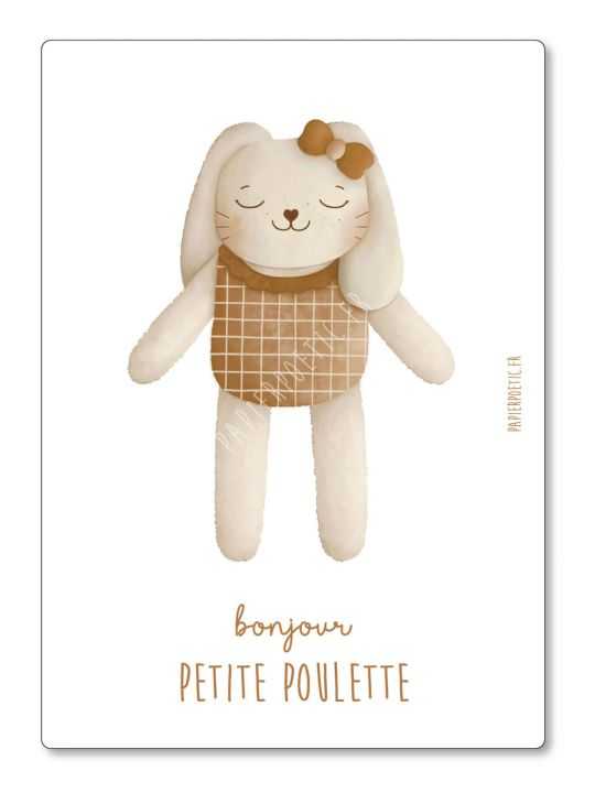 Carte enfant | Bonjour petite poulette