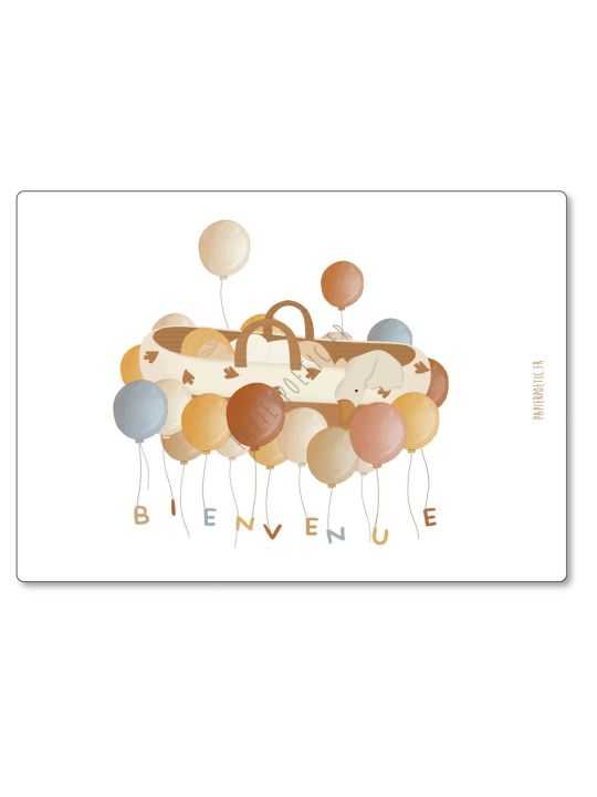 Carte berceau ballons et enveloppe kraft