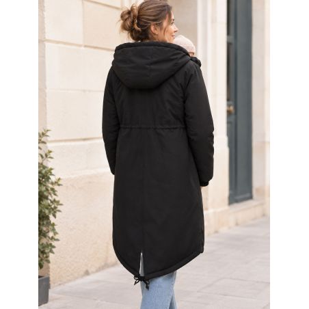 Manteau grossesse et couvre bébé | Alicia noir