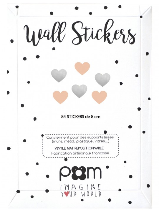 Stickers coeurs argent et rose poudré